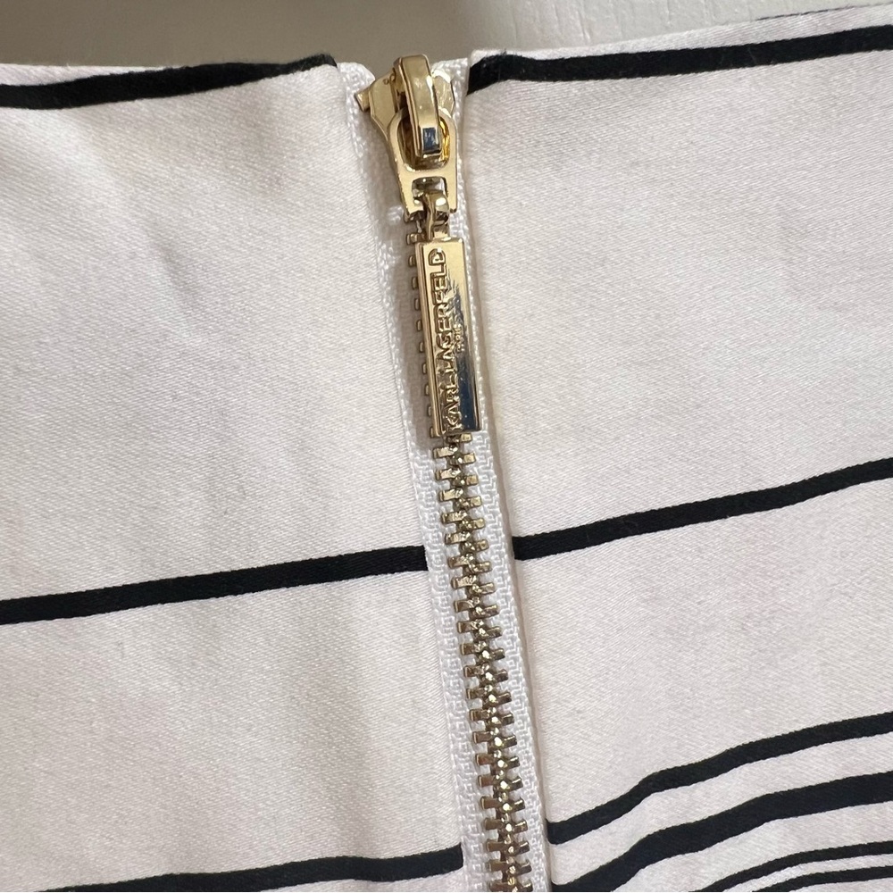 Karl Lagerfeld Paris Chevron Striped Belted Midi Dress Black & White Size 6 NWT - Picture 9 of 14